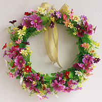 Artificial Silk Simulation Wreath Ornaments, with Lace, Donut, wedding gift, 350x80mm, Sold By PC