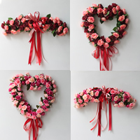 Artificial Silk Simulation Wreath Ornaments with Satin Ribbon Heart wedding gift Sold By PC
