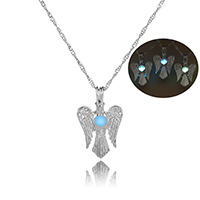 Luminated Necklace, Tibetan Style, with Plastic, platinum color plated, with wing pattern & rope chain & for woman, more colors for choice, nickel, lead & cadmium free, 18x30mm, Sold Per Approx 17.7 Inch Strand