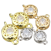 Mässing smycken Connector, med Cubic Zirconia, plated, olika storlek för val & 1/1 slinga, fler färger för val, 50PC/Bag, Säljs av Bag