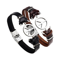 Unisex Armband, Kuhhaut, mit Silikon & Edelstahl, Frieden Logo, keine, 11mm, verkauft per ca. 8.6 ZollInch Strang