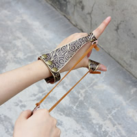 Cowhide Bracelet Ring, with Rubber Band & Tibetan Style, antique gold color plated, Unisex, more colors for choice, 16mm, Sold Per Approx 9 Inch Strand