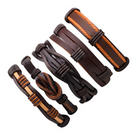 PU Leder Armband-Set, mit Gewachste Nylonschnur, einstellbar & für den Menschen, Länge ca. 7-7.8 ZollInch, 5SträngeStrang/setzen, verkauft von setzen