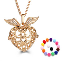 Pregnant Ball Locket  Necklace, Brass, with Sponge, Round, plated, Essential oil diffusion & rolo chain & for woman & with rhinestone & hollow, more colors for choice, lead & cadmium free, 800mm, Sold Per Approx 31 Inch Strand