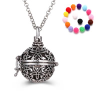 Pregnant Ball Locket  Necklace Brass with Sponge Round plated Essential oil diffusion & rolo chain & for woman & hollow lead & cadmium free 800mm Sold Per Approx 31 Inch Strand