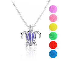 Perfume Locket Necklace, Brass, with Plush, Turtle, platinum color plated, box chain & for woman & hollow, nickel, lead & cadmium free, 22x19mm, Sold Per Approx 17.7 Inch Strand
