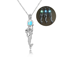 Luminated Necklace Zinc Alloy with Plastic Mermaid platinum color plated rope chain & for woman & hollow nickel lead & cadmium free Sold Per Approx 17.7 Inch Strand