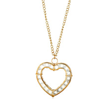 Zinek svetr řetěz náhrdelník, s Krystal, Srdce, barva pozlacený, oválný řetězu & pro ženy, olovo a kadmium zdarma, 50x47mm, Prodáno za Cca 27.5 inch Strand