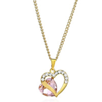Zinc Alloy smykker halskæde, med jern kæde & Krystal, Heart, forgyldt, twist oval kæde & for kvinde & facetteret, flere farver til valg, bly & cadmium fri, 22x25mm, Solgt Per Ca. 19.5 inch Strand