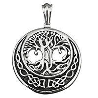 Stainless Steel Pendants, Flat Round, blacken, 47x52x6mm, Hole:Approx 8x12mm, Sold By PC