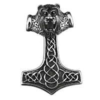 Bijoux pendentifs en acier inoxydable , Le marteau de Thor, noircir, 37x54x22mm, Trou:Environ 8mm, Vendu par PC