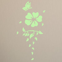 Night Glow Stickers, PVC Plastic, Flower, adhesive & luminated, 300x600mm, Sold By PC
