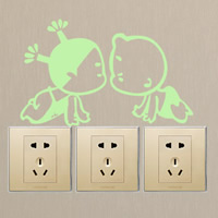 Light Switch Stickers, PVC Plastic, Couple, adhesive & luminated, 210x130mm, Sold By PC