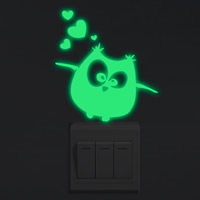 Light Switch Stickers, PVC Plastic, Owl, adhesive & luminated, 160x170mm, Sold By PC