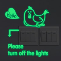 Light Switch Stickers, PVC Plastic, Chicken, adhesive & with letter pattern & luminated, 190x220mm, Sold By PC