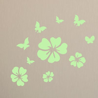 Night Glow Stickers, PVC Plastic, Flower, adhesive & luminated, 560x480mm, Sold By PC