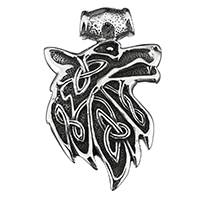 Stainless Steel Animal Pendants Wolf blacken Approx 7mm Sold By PC