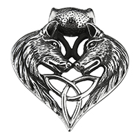 Stainless Steel Animal Pendants, Wolf, blacken, 50x55x11mm, Hole:Approx 7mm, Sold By PC