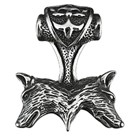 Нержавеющая сталь животных Подвески, нержавеющая сталь, Волк, чернеют, 36x46x11mm, отверстие:Приблизительно 6mm, продается PC