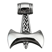 Bijoux pendentifs en acier inoxydable , Le marteau de Thor, noircir, 35x47x14mm, Trou:Environ 8mm, Vendu par PC