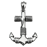 Stainless Steel Pendants, Anchor, nautical pattern & blacken, 38x54x8mm, Hole:Approx 7x11mm, Sold By PC