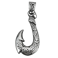 Stainless Steel Pendants, Pirate Fishhook, blacken, 26x62x8mm, Hole:Approx 6mm, Sold By PC