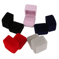 Velveton Ring Box, Puuvillasametti, Square, enemmän värejä valinta, 51x56x51mm, Myymät PC