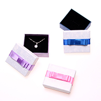 Cardboard Jewelry Set Box Paper finger ring & necklace with Sponge Rectangle Sold By Lot