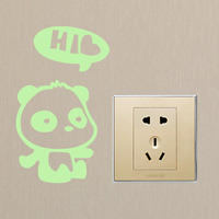Light Switch Stickers, PVC Plastic, Panda, adhesive & with letter pattern & luminated, 90x160mm, Sold By PC