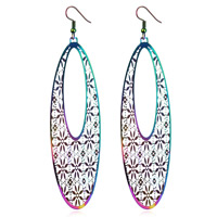 Stainless Steel Drop Earring, iron earring hook, with painted & for woman, more colors for choice, 95x30mm, Sold By Pair