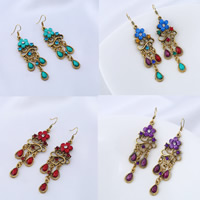 Fashion Fringe Earrings Zinc Alloy with Resin iron earring hook antique bronze color plated for woman & with rhinestone lead & cadmium free Sold By Pair