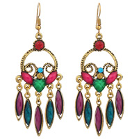 Fashion Fringe Earrings Zinc Alloy with Resin iron earring hook antique bronze color plated for woman & with rhinestone lead & cadmium free Sold By Pair