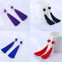 Fashion Fringe Earrings Zinc Alloy with Nylon Cord & Resin iron earring hook plated for woman lead & cadmium free Sold By Pair