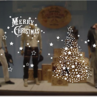 Adesivi murali, PVC plastica, Albero di Natale, adesivo & Gioielli di Natale & con modello lettera & impermeabile, 500x700mm, Venduto da set