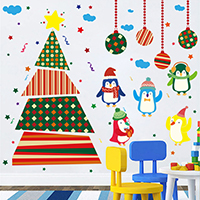 Stickers muraux, plastique PVC, adhésif & Bijoux de Noël & imperméable, 900x600mm, Vendu par fixé