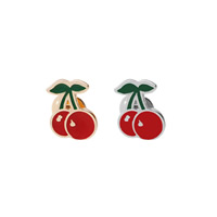 Collar Brooch Zinc Alloy Cherry plated for woman & enamel nickel lead & cadmium free Sold By PC
