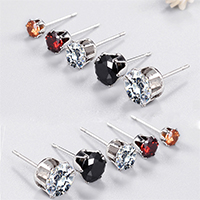 Cubic Zircon (CZ) Stud Earring, Stainless Steel, Unisex & different size for choice & with cubic zirconia, more colors for choice, Sold By Pair