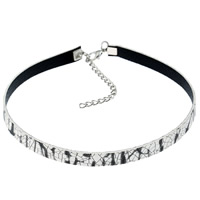 Fashion Choker Necklace PU Leather with Zinc Alloy with 7cm extender chain for woman 8mm Sold Per Approx 11 Inch Strand