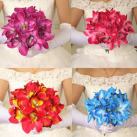 Spun Silk Hand Bouquet, Flower, bryllupsgave, flere farver til valg, 250x200mm, Solgt af PC