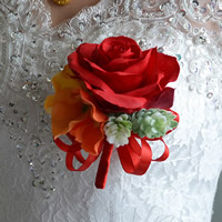 ткань Искусственные цветы, Форма цветка, свадебный подарок, красный, 100x100mm, продается PC