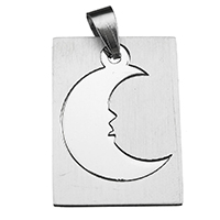 Stainless Steel Pendants, Moon, original color, 20x31x2mm, Hole:Approx 5x8mm, Sold By PC