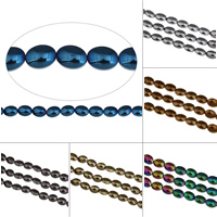 Nicht-magnetische Hämatit Perlen, Non- magnetische Hämatit, flache Runde, plattiert, keine, 6x8x3.50mm, Bohrung:ca. 1mm, ca. 50PCs/Strang, verkauft per ca. 15.5 ZollInch Strang