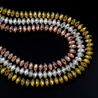 Ikke-magnetiske Hæmatit perler, Ikke-magnetisk hæmatit, forgyldt, flere farver til valg, 7.50x4x7.50mm, Hole:Ca. 1mm, Ca. 160pc'er/Strand, Solgt Per Ca. 15.5 inch Strand