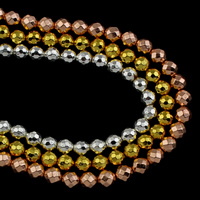 Nicht-magnetische Hämatit Perlen, Non- magnetische Hämatit, rund, plattiert, keine, 6mm, Bohrung:ca. 1mm, ca. 68PCs/Strang, verkauft per ca. 15.5 ZollInch Strang