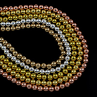 Ikke-magnetiske Hæmatit perler, Ikke-magnetisk hæmatit, Runde, forgyldt, flere farver til valg, 5.50x5x5.50mm, Hole:Ca. 1mm, Ca. 80pc'er/Strand, Solgt Per Ca. 15.5 inch Strand