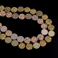 Ikke-magnetiske Hæmatit perler, Ikke-magnetisk hæmatit, Flad Rund, forgyldt, flere farver til valg, 10x4mm, Hole:Ca. 1mm, Ca. 40pc'er/Strand, Solgt Per Ca. 15.5 inch Strand