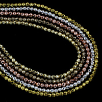 Niemagnetyczne koraliki z hematytu, Hematyt niemagnetyczny, Powlekane, dostępnych więcej kolorów, 3mm, otwór:około 1mm, około 134komputery/Strand, sprzedawane na około 15.5 cal Strand