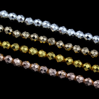 Nicht-magnetische Hämatit Perlen, Non- magnetische Hämatit, plattiert, keine, 4mm, Bohrung:ca. 1mm, ca. 100PCs/Strang, verkauft per ca. 15.5 ZollInch Strang