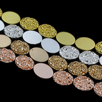 Nicht-magnetische Hämatit Perlen, Non- magnetische Hämatit, flachoval, plattiert, keine, 10x14x4.50mm, Bohrung:ca. 1mm, ca. 28PCs/Strang, verkauft per ca. 15.5 ZollInch Strang