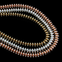 Ikke-magnetiske Hæmatit perler, Ikke-magnetisk hæmatit, forgyldt, flere farver til valg, 6x3mm, Hole:Ca. 1mm, Ca. 132pc'er/Strand, Solgt Per Ca. 15.5 inch Strand
